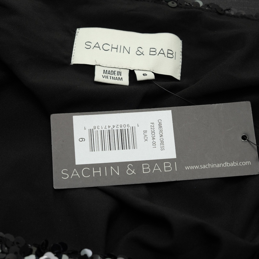 Sachin & Babi. Black Sequin Cowl Back Cameron Dress. - Picture 4 of 12